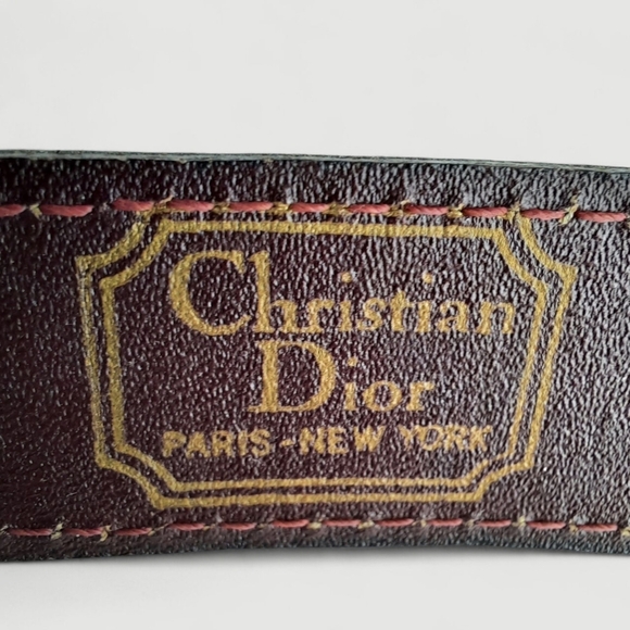 70\'s DIOR Burgundy Leather Lacing Belt Vintage Logo Gold Strappy Retro main image 14
